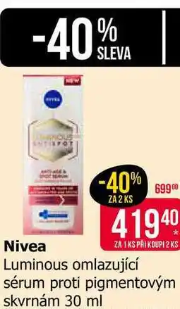 Teta Nivea Luminous omlazující sérum proti pigmentovým skvrnám 30 ml nabídka