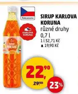 Penny Market SIRUP KARLOVA KORUNA různé druhy, 0,7 l nabídka