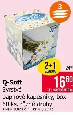 Teta Q-Soft 3vrstvé papírové kapesníky, box 60 ks, různé druhy nabídka