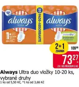 Teta Always Ultra duo vložky 10-20 ks, vybrané druhy nabídka