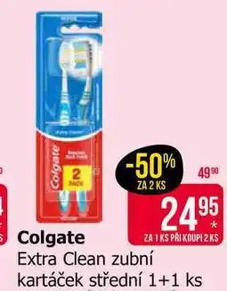 Teta Colgate Extra Clean zubní kartáček střední 1+1 ks nabídka