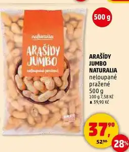 Penny Market ARAŠÍDY JUMBO NATURALIA neloupané pražené, 500 g nabídka