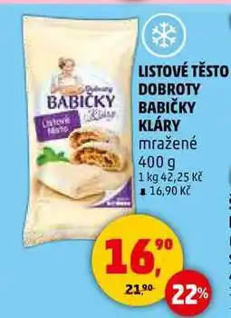 Penny Market LISTOVÉ TĚSTO DOBROTY BABIČKY KLÁRY mražené, 400 g nabídka