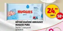 Penny Market DĚTSKÉ VLHČENÉ UBROUSKY HUGGIES PURE, 56 ks nabídka