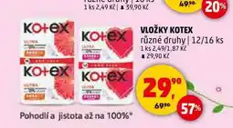 Penny Market VLOŽKY KOTEX různé druhy, 12/16 ks nabídka
