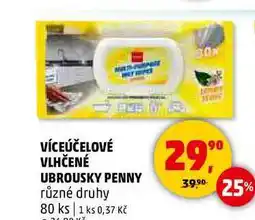 Penny Market VÍCEÚČELOVÉ VLHČENÉ UBROUSKY PENNY různé druhy, 80 ks nabídka