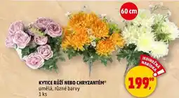 Penny Market KYTICE RŮŽÍ NEBO CHRYZANTÉM umělá, různé barvy, 1 ks nabídka