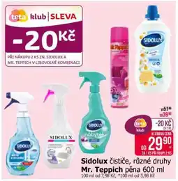 Teta Sidolux čističe, různé druhy Mr. Teppich pěna 600 ml nabídka