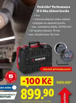 Lidl Parkside® Performance 12 V Aku úhlová bruska nabídka