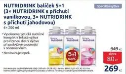 Benu NUTRIDRINK balíček 5+1 (3x NUTRIDRINK s příchutí vanilkovou, 3× NUTRIDRINK s příchutí jahodovou) nabídka