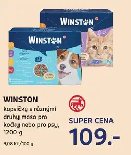Rossmann WINSTON kapsičky s různými druhy masa pro kočky nebo pro psy nabídka