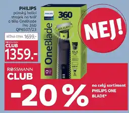 Rossmann PHILIPS pánský holicí strojek na tvář a tělo OneBlade Pro 360 nabídka