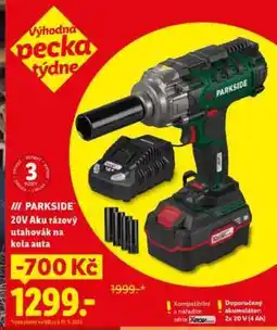 Lidl PARKSIDE 20V Aku rázový utahovák na kola auta nabídka