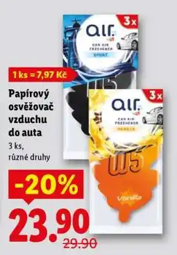 Lidl PAPÍROVÝ OSVĚŽOVAČ VZDUCHU DO AUTA nabídka