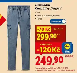 Lidl esmara Men Cargo džíny „Joggers“ nabídka