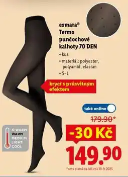 Lidl esmara Termo punčochové kalhoty 70 DEN nabídka