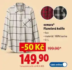 Lidl esmara Flanelová košile nabídka