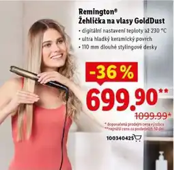 Lidl Remington Žehlička na vlasy GoldDust nabídka