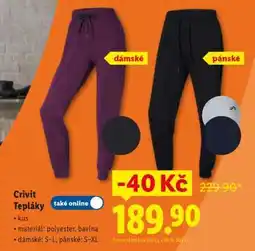 Lidl Crivit TEPLÁKY nabídka