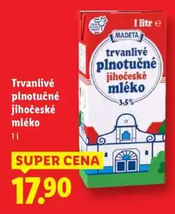 Lidl Trvanlivé plnotučné jihočeské mléko nabídka