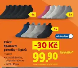 Lidl CRIVIT SPORTOVNÍ PONOŽKY - 5 PÁRŮ nabídka