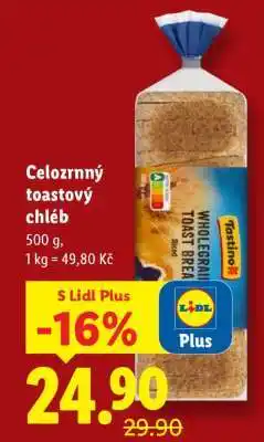 Lidl Celozrnný toastový chléb nabídka