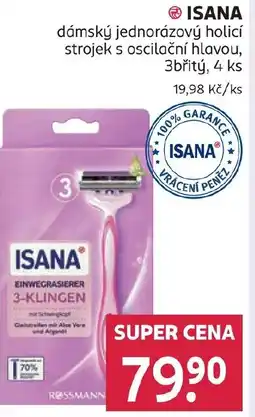 Rossmann ISANA dámský jednorázový holicí strojek s oscilační hlavou, 3břitý nabídka