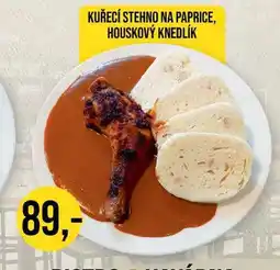 Jip KUŘECÍ STEHNO NA PAPRICE, HOUSKOVÝ KNEDLÍK 1 porce nabídka