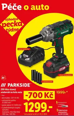 Lidl Parkside 20v aku rázový utahovák na kola auta nabídka