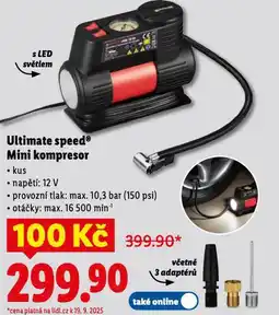Lidl Ultimate speed mini kompresor nabídka