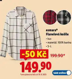 Lidl Esmara flanelová košile nabídka