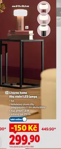 Lidl Livarno home aku stolní led lampa nabídka