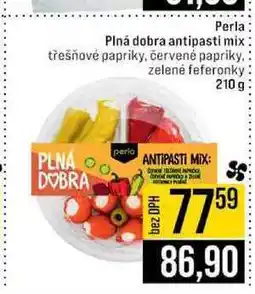 Jip Perla Plná dobra antipasti mix třešňové papriky, červené papriky, zelené feferonky 210 g nabídka