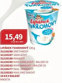 Kubík potraviny Madeta Lipánek tvarohový nabídka