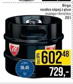 Jip Birgo nealko nápoj z piva mango+limetka 20 l nabídka