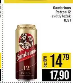 Jip Gambrinus Patron 12 světlý ležák plech 0,5 l nabídka