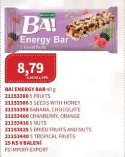 Kubík potraviny BA! energy bar nabídka