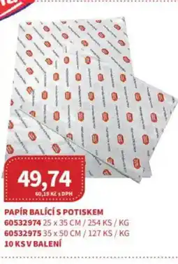 Kubík potraviny Papír balící s potiskem nabídka