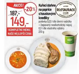 Globus Kuřecí stehno na paprice s houskovými knedlíky nabídka