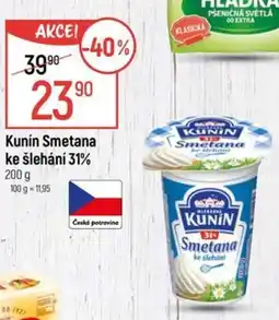Globus Kunín Smetana ke šlehání 31% nabídka
