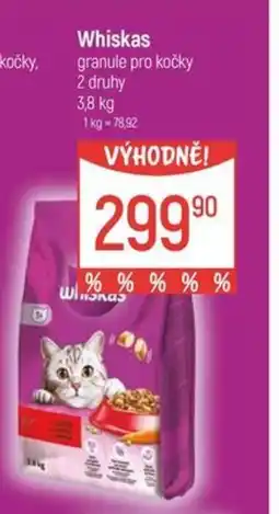 Globus Whiskas granule pro kočky 2 druhy nabídka