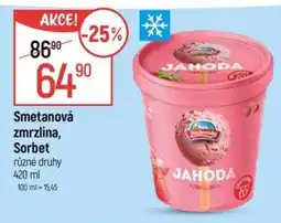 Globus Smetanová zmrzlina, Sorbet nabídka