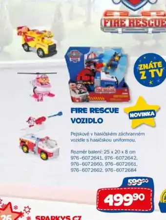 Sparkys Fire rescue vozidlo nabídka