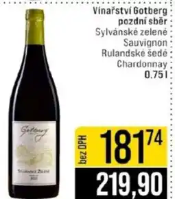 Jip Vinařství Gotberg pozdní sběr Sylvánské zelené Sauvignon Rulandské šedé nabídka