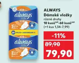 Kaufland Always Dámské vložky nabídka