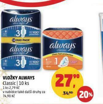 Penny Market Always vložky nabídka