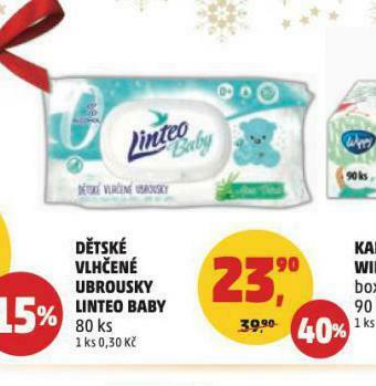 Penny Market Linteo baby dětské vlhčené ubrousky nabídka