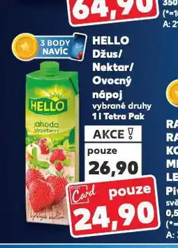 Kaufland Hello džus, nektar a nápoj nabídka