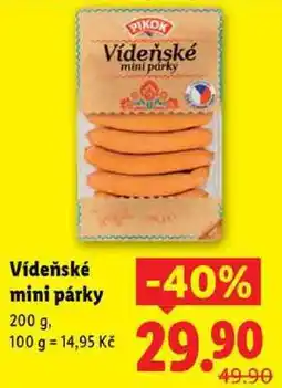 Lidl Vídeňské mini párky, 200 g nabídka