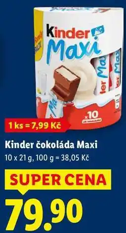 Lidl Kinder čokoláda Maxi, 10x 21 g nabídka